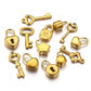 Gold Plated Heart Lock Key Pendant Set | 5pcs Stainless Steel Charms for DIY Jewelry