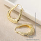 Vintage Oval Golden Hoop Earrings | Hand Carved Patterned Drop Earrings