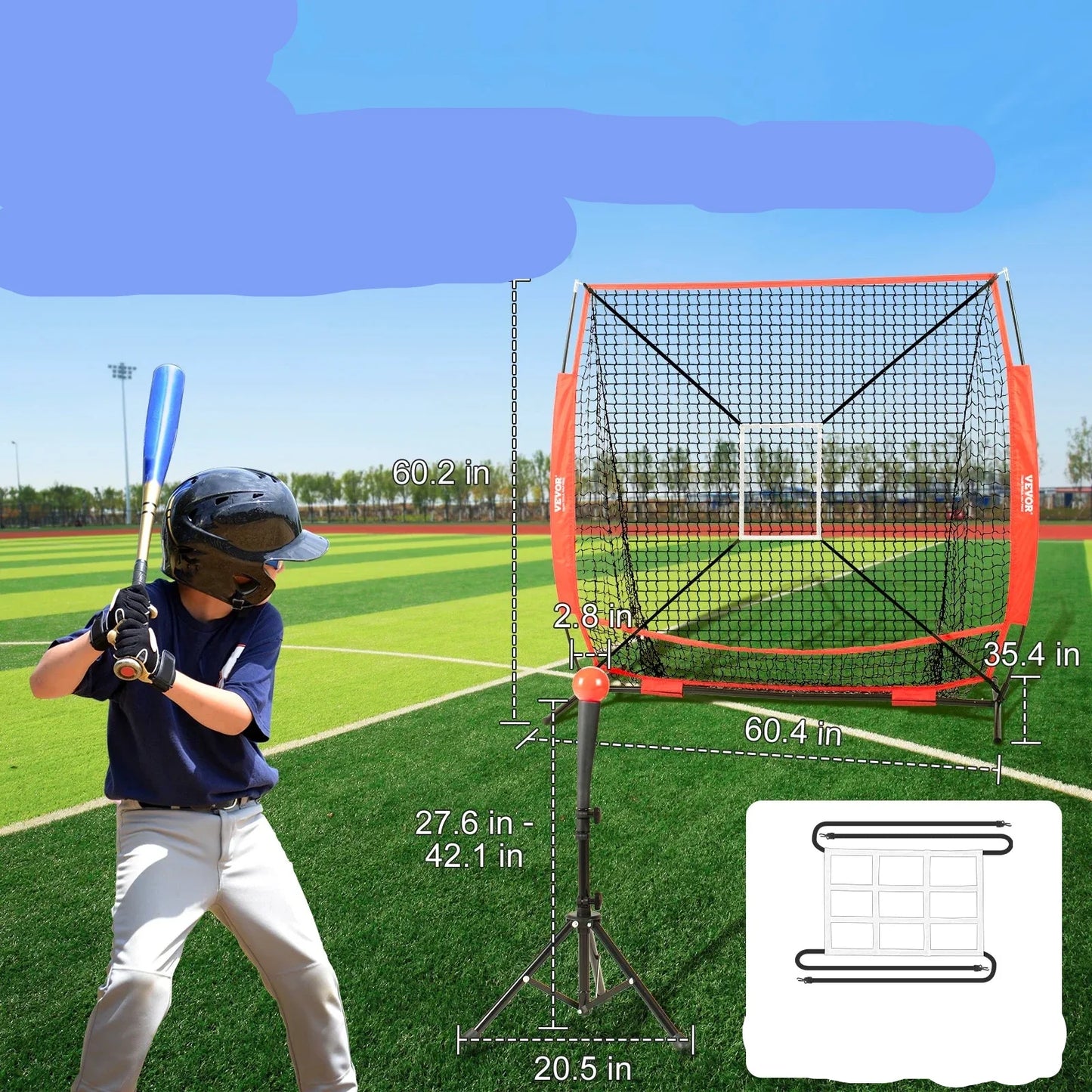 Perfect Your Game  5x5 ft Portable Baseball & Softball Practice Net