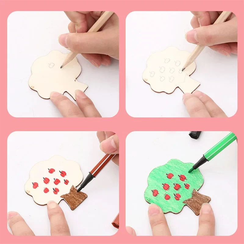 20pcs Montessori Kids Drawing Toys Wooden DIY Painting Stencils Set | Educational Craft Toy for Children