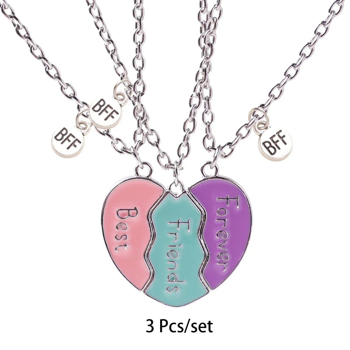 3 Pcs/set Best Friends Pendant Necklace For Woman Magnetic Adjustable Rainbow Daisy Lover Broken Heart Chain BFF Jewelry Gifts
