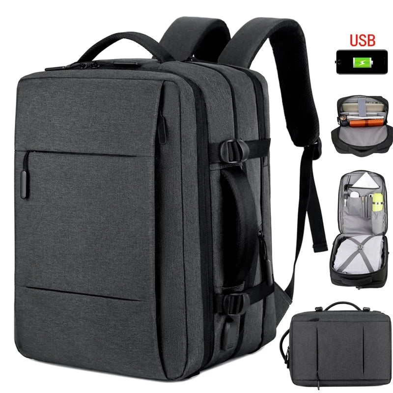 Expandable Waterproof Backpack with USB Port for Laptops