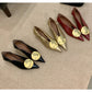 New Designer Pointed Toe Women High Heel Shoes Fashion Gold Metal Shallow Slip on Single Shoes Thin Low Heel Dress Pumps