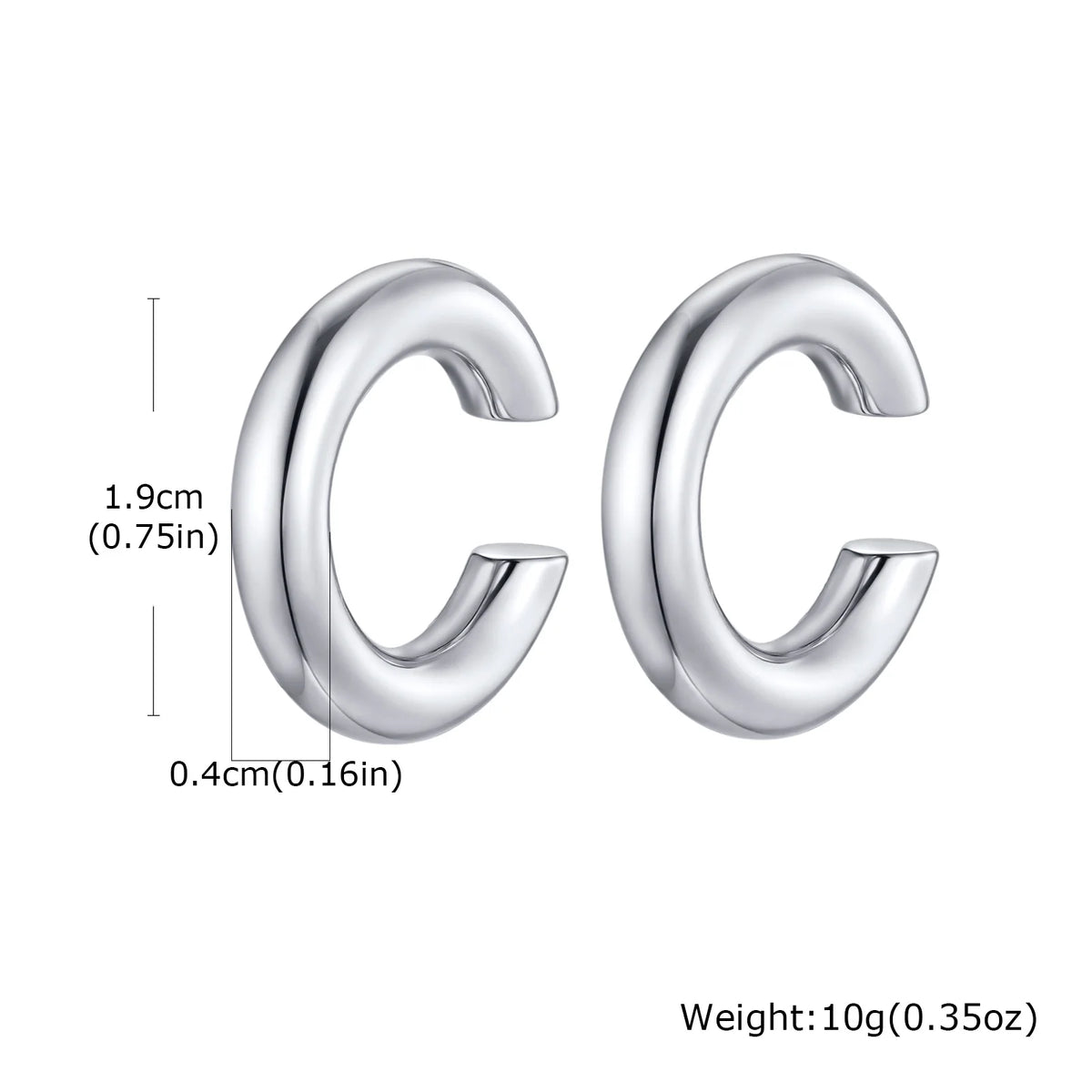 Stainless Steel C-Shaped Ear Clip | Punk Fake Piercing Ear Cuff for Women