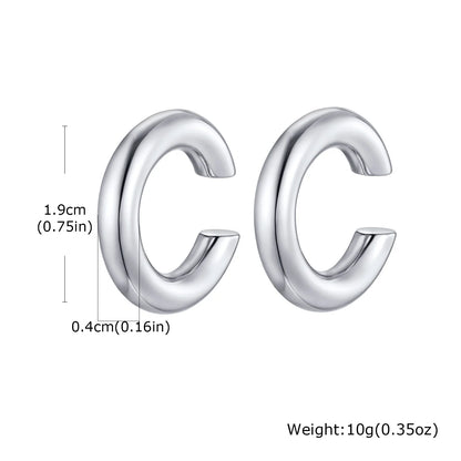 Stainless Steel C-Shaped Ear Clip | Punk Fake Piercing Ear Cuff for Women