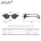 New Fashion Ins Popular Small Polygon Square Sunglasses Women Clear Ocean Lens Shades Men Trending Rivets Sun Glasses UV400