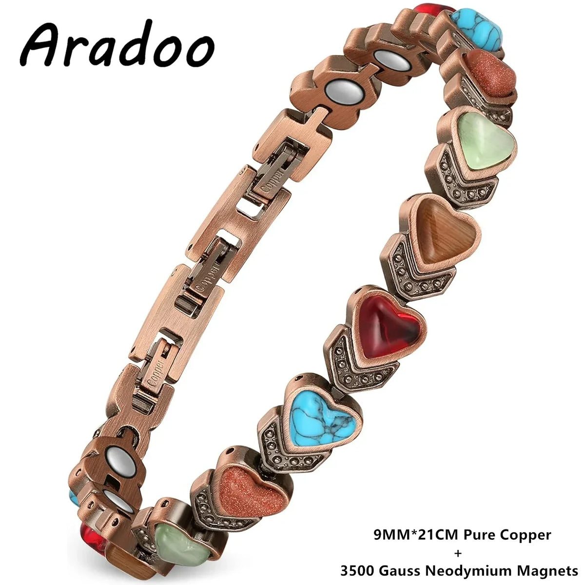 ARADOOPure Copper Bracelet for Women 99.99% Magnetic Therapy Jewelry, Vintage Style Gift for Her