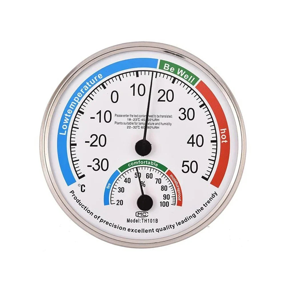Round Thermometer Mechanical Sensor | Indoor Outdoor Temperature and Humidity Monitor
