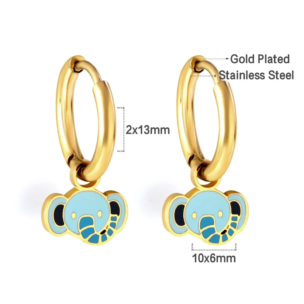 LUXUSTEEL Animal Hoop Earrings | Stainless Steel Drop Earrings for Women