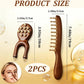 Sandalwood Copper Bead 10 Tooth Scalp Massage Comb and Acupressure Face Massager for Jaw Tension Relief Facial & Neck Relaxation