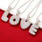 Silver Bubble Initial Letter Necklace | Customizable 26 Letters Pendant Jewelry for Women