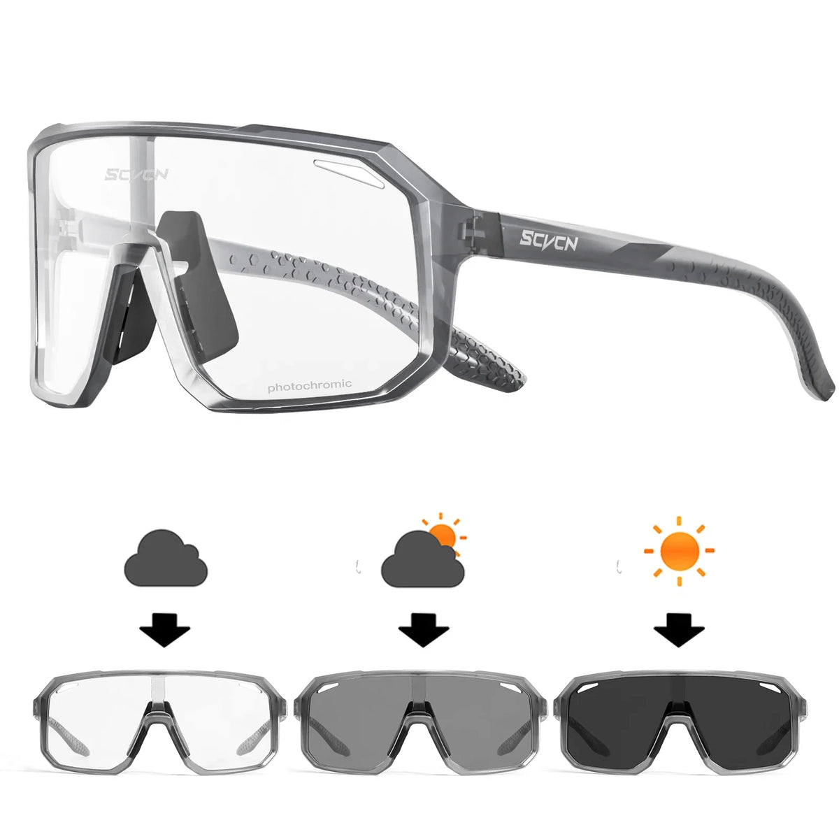SCVCN Photochromic Bicycle Sunglasses Men Women Sport Runing Goggles UV400 Mountain Road Bike Bicycle Glasses MTB Eyewear