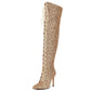 Luxury Gold Silver Red Over the Knee High Boots Sequined Sexy Nightclub Dance Party Shoes Ladies Lace-up Long Boot Large Size 48