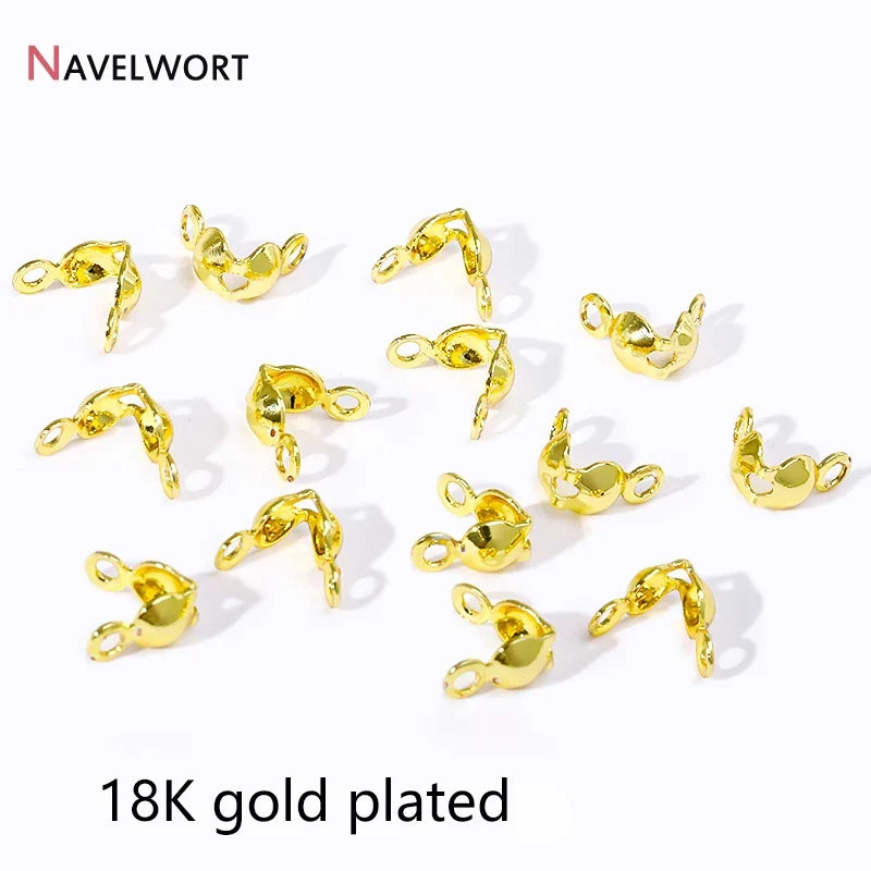 18K Gold Plated Double-Cup Bead Tips | Jewelry Findings for DIY Necklaces and Bracelets