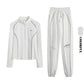 Women's 2-Piece Zipper Gym Set: High Waist Tracksuit & Jacket