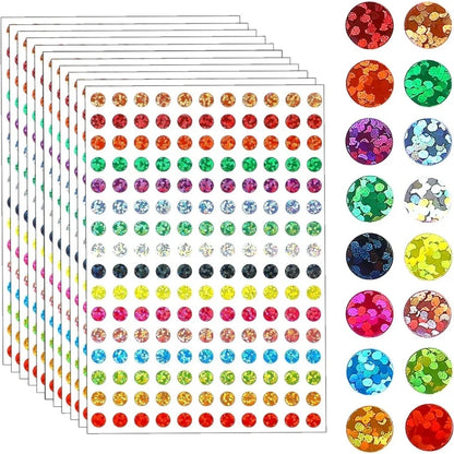 1760 Color Coded Labels Laser Shiny Dot Stickers | 1/4 Inch 16 Color Office Labels