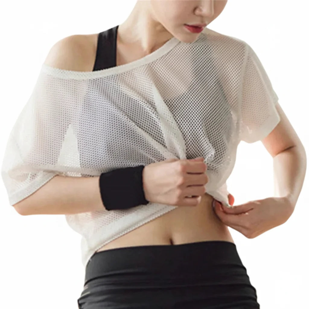 Women’s Mesh Yoga T-Shirt Quick Dry Gym & Running Top