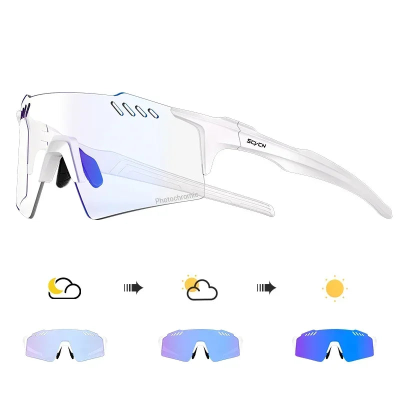 SCVCN Photochromic Cycling Glasses Men Women Clear Mountain Bike Sunglasses MTB Bicycle Riding Sports Triathlon Running