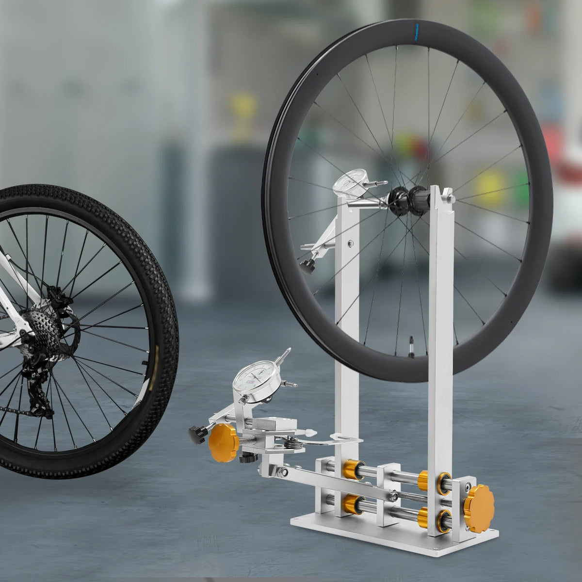 Aluminum Bike Wheel Truing Stand with Precision Gauges
