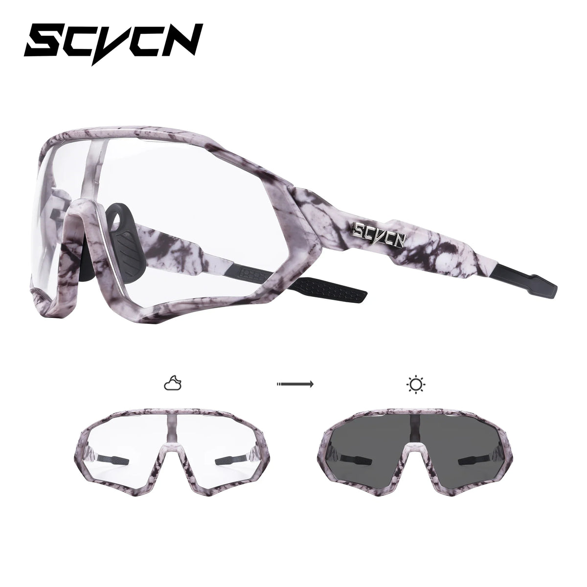 SCVCN Photochromic Cycling Sunglasses Outdoor Sports Running Drving Glasses Road MTB Bicycle Goggles  UV400 Safety Bike Eyewear