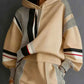 Plus Size Striped Sweatshirt & Pants Set