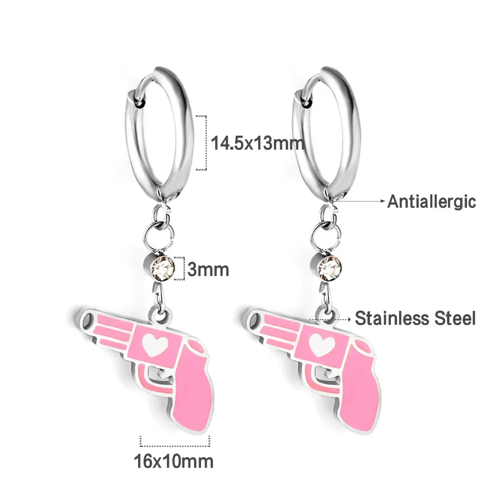 LUXUSTEEL Animal Hoop Earrings | Stainless Steel Drop Earrings for Women