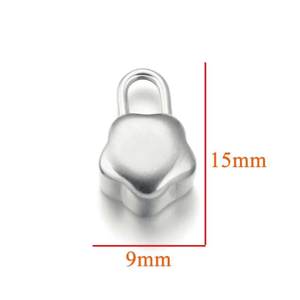 Gold Plated Heart Lock Key Pendant Set | 5pcs Stainless Steel Charms for DIY Jewelry