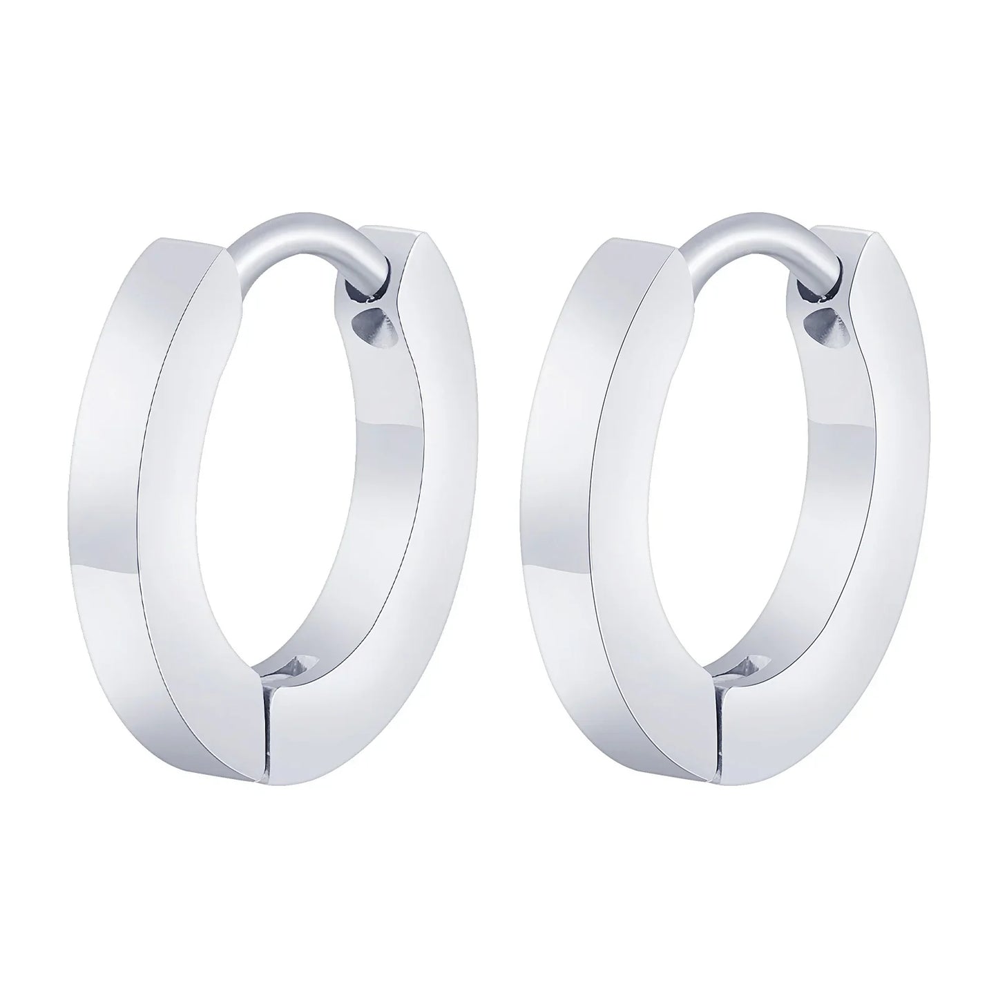 Vnox Small Hoop Huggie Earrings | Glossy Stainless Steel Minimalist Earrings for Women and Men