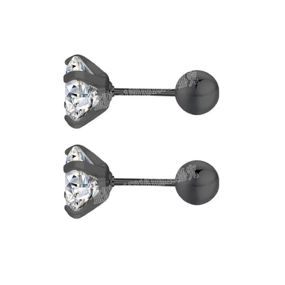 Stainless Steel Titanium Tragus Stud Earrings | 4 Prong Zircon Crystal Cartilage Jewelry