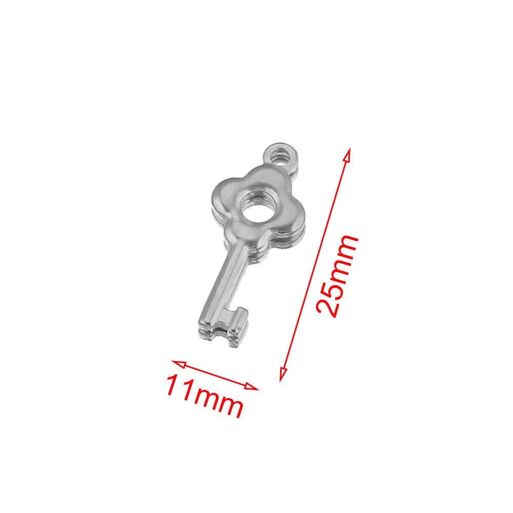 Gold Plated Heart Lock Key Pendant Set | 5pcs Stainless Steel Charms for DIY Jewelry