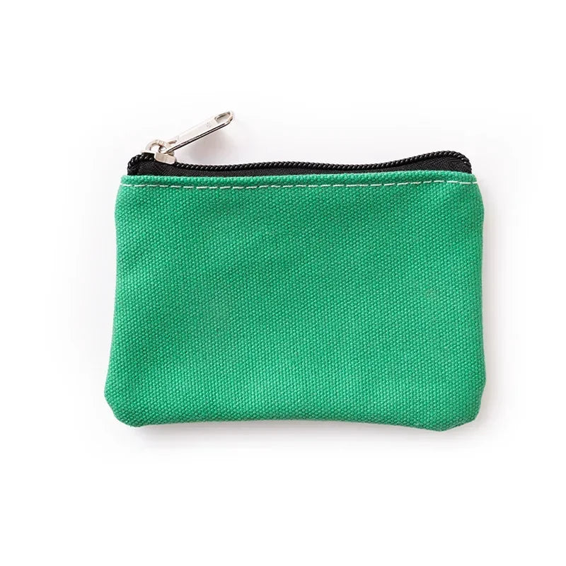 Solid Color Canvas Zipper Coin Purse | Mini Money Pouch for Women Men