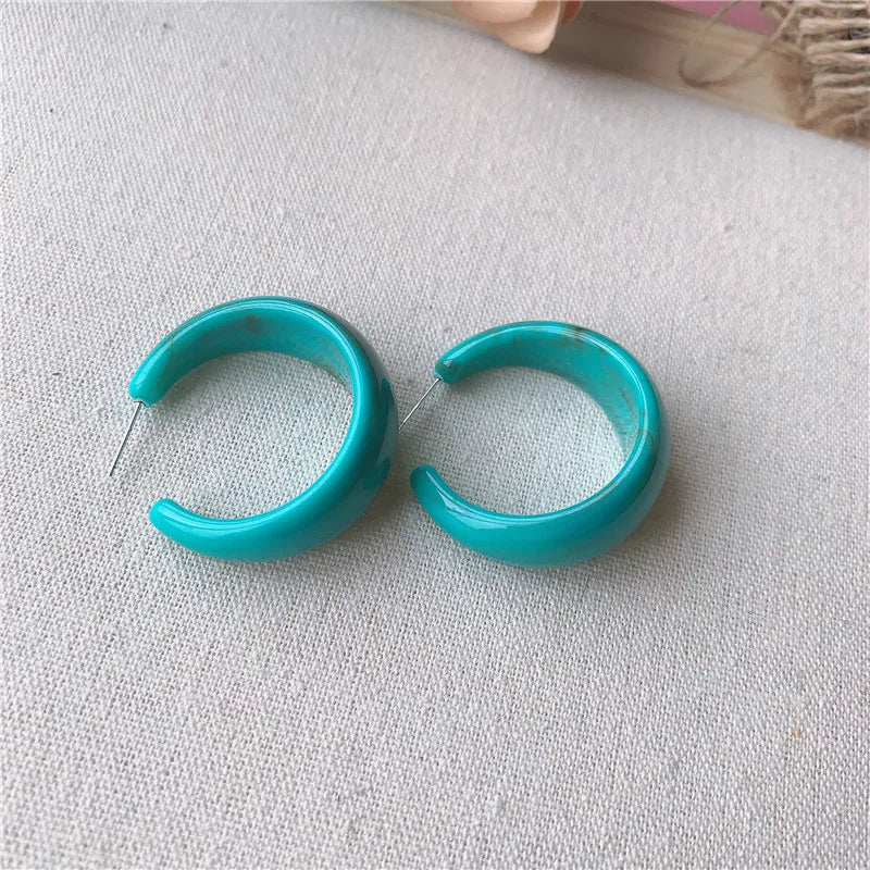 C-Shape Resin Hoop Earrings | Colorful Geometric Acrylic Jewelry for Women