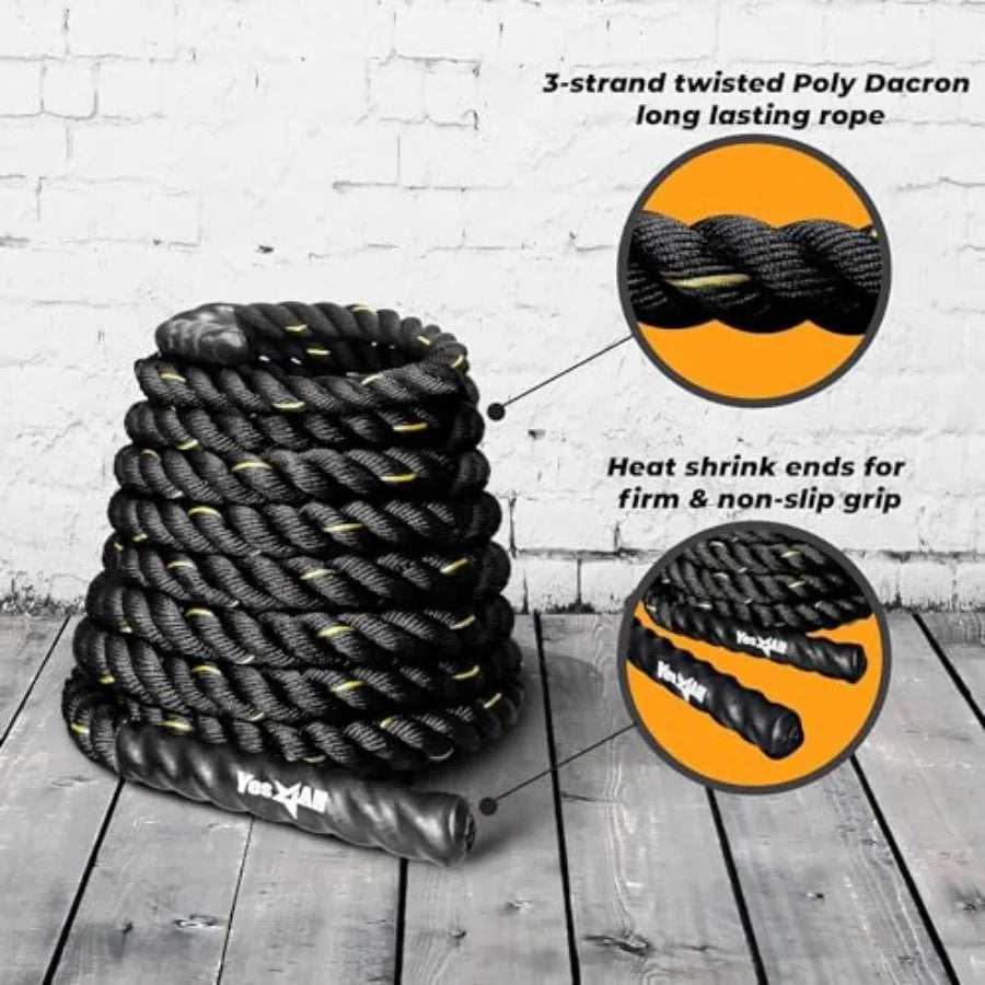 Battle Ropes with Protective Sleeve Home Gym Strength Training