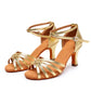 Gold Silver Woman Latin Dance Shoes With Rhinestone Buckle Jazz Salsa Dance Shoes For Ladies Girls Suede Soft Sole 5/7cm Heel