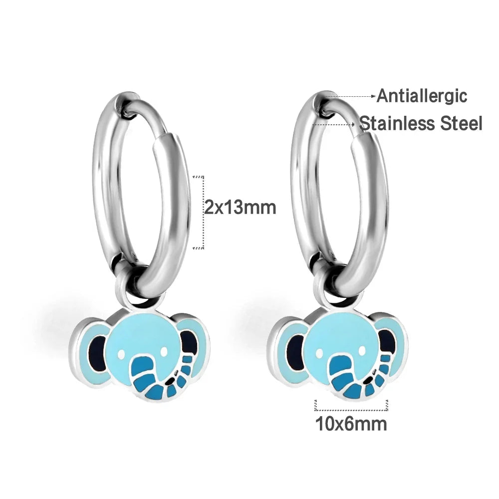 LUXUSTEEL Animal Hoop Earrings | Stainless Steel Drop Earrings for Women