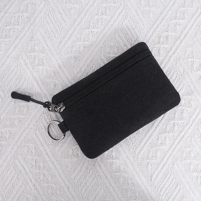 Canvas Mini Coin Wallet | Solid Color Zipper Key Bag