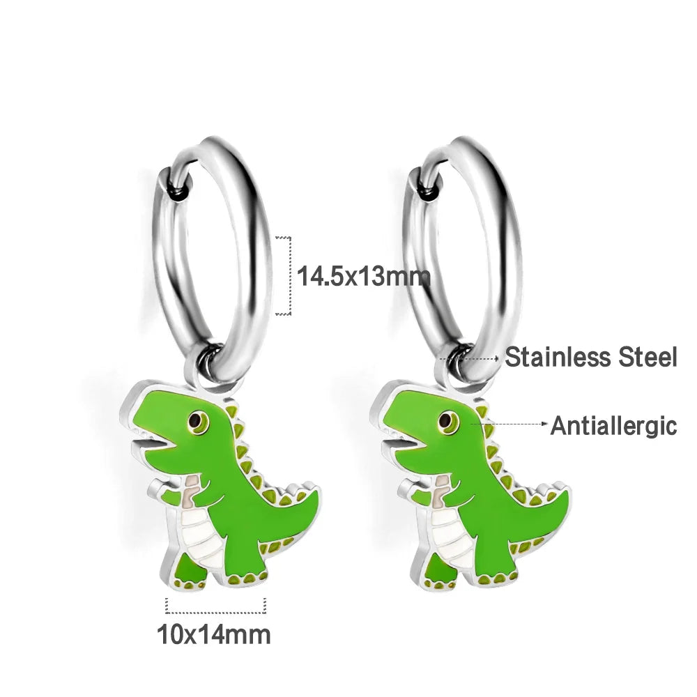 LUXUSTEEL Animal Hoop Earrings | Stainless Steel Drop Earrings for Women