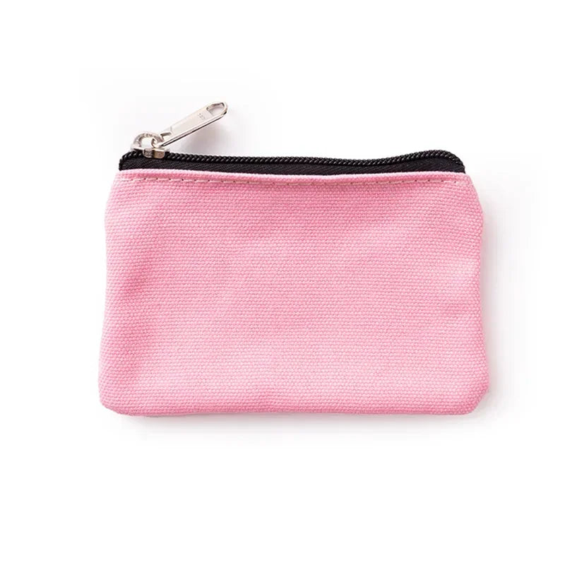 Solid Color Canvas Zipper Coin Purse | Mini Money Pouch for Women Men