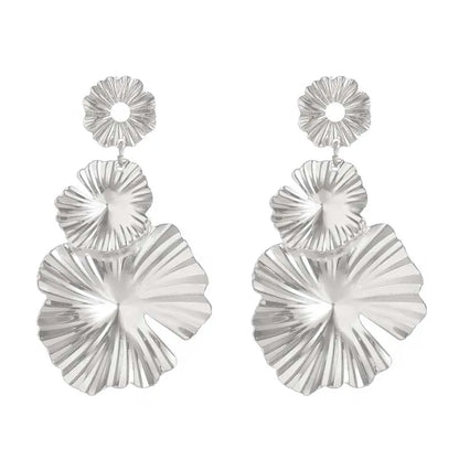 Gold Leaf Drop Earrings | Long Geometric Statement Jewelry for Women