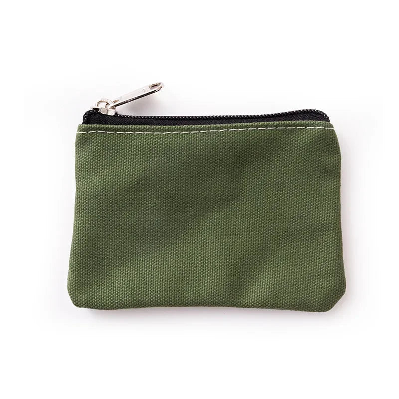 Solid Color Canvas Zipper Coin Purse | Mini Money Pouch for Women Men