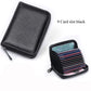 Business Card Holder Wallet | PU Leather Credit Card Case with Zipper Closure