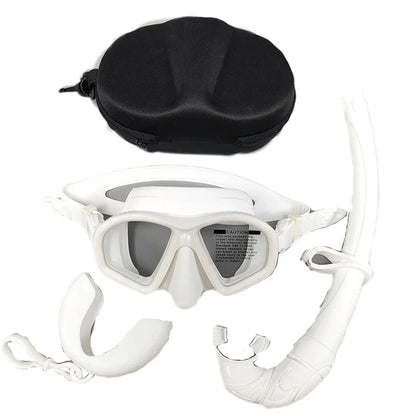 [C]Foldable Snorkel J-type Diving Mask With Camera Mount Tempered Glass Freediving Mask Snorkeling Set