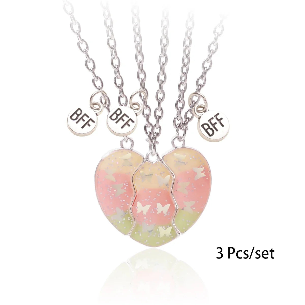 3 Pcs/set Best Friends Pendant Necklace For Woman Magnetic Adjustable Rainbow Daisy Lover Broken Heart Chain BFF Jewelry Gifts