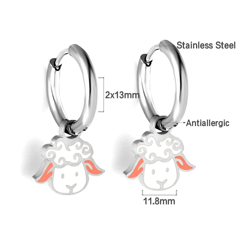 LUXUSTEEL Animal Hoop Earrings | Stainless Steel Drop Earrings for Women