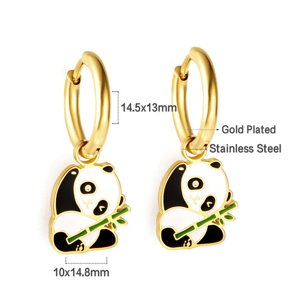LUXUSTEEL Animal Hoop Earrings | Stainless Steel Drop Earrings for Women