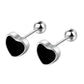 925 Sterling Silver Black Heart Star Stud Earrings | Small Round Earrings for Women