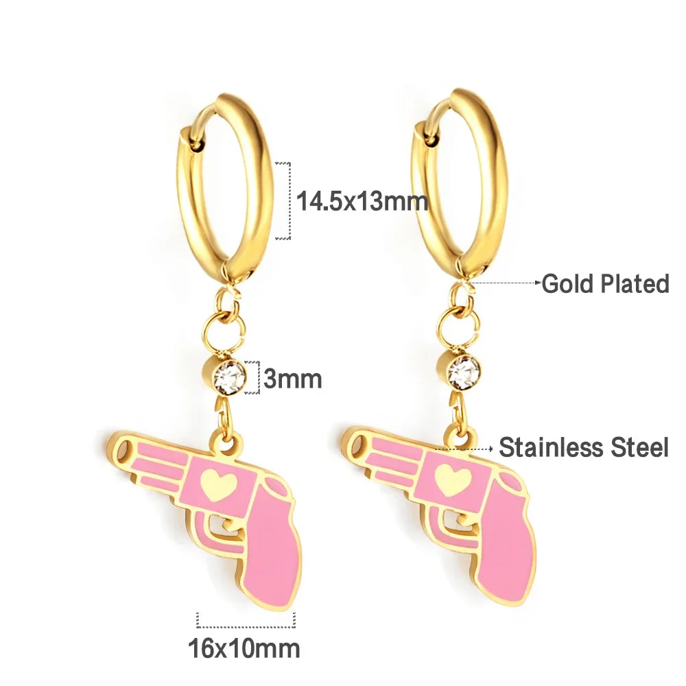 LUXUSTEEL Animal Hoop Earrings | Stainless Steel Drop Earrings for Women