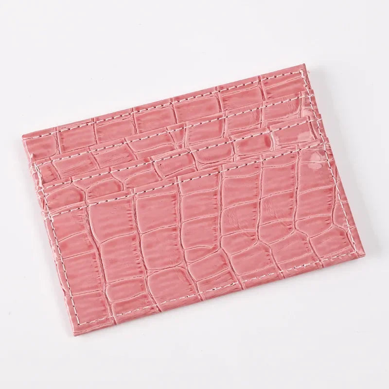 Credit Card Holder for Women Men | Slim Wallet with Crocodile Pattern