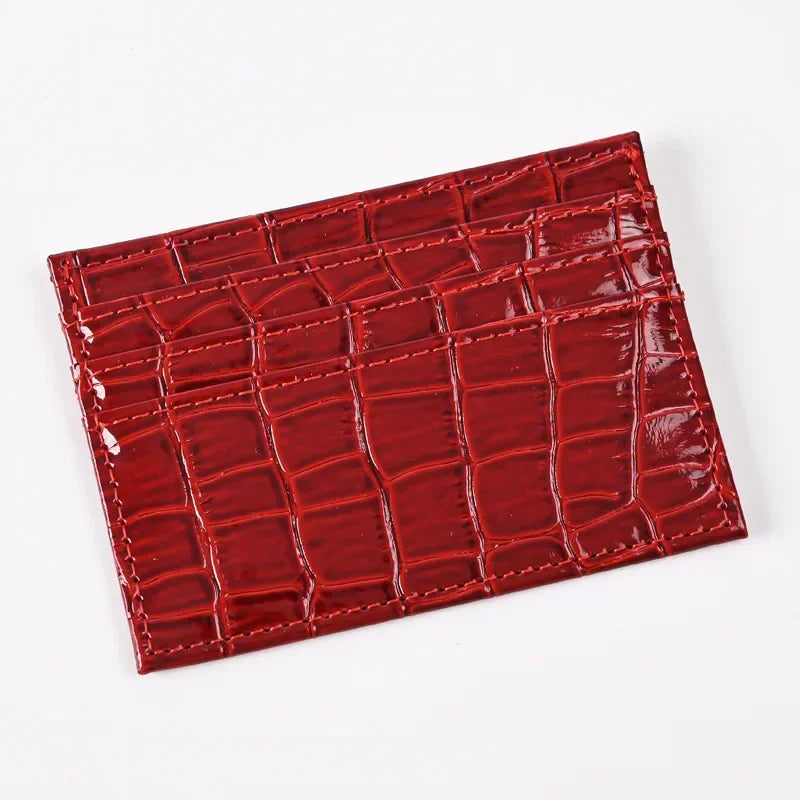 Credit Card Holder for Women Men | Slim Wallet with Crocodile Pattern