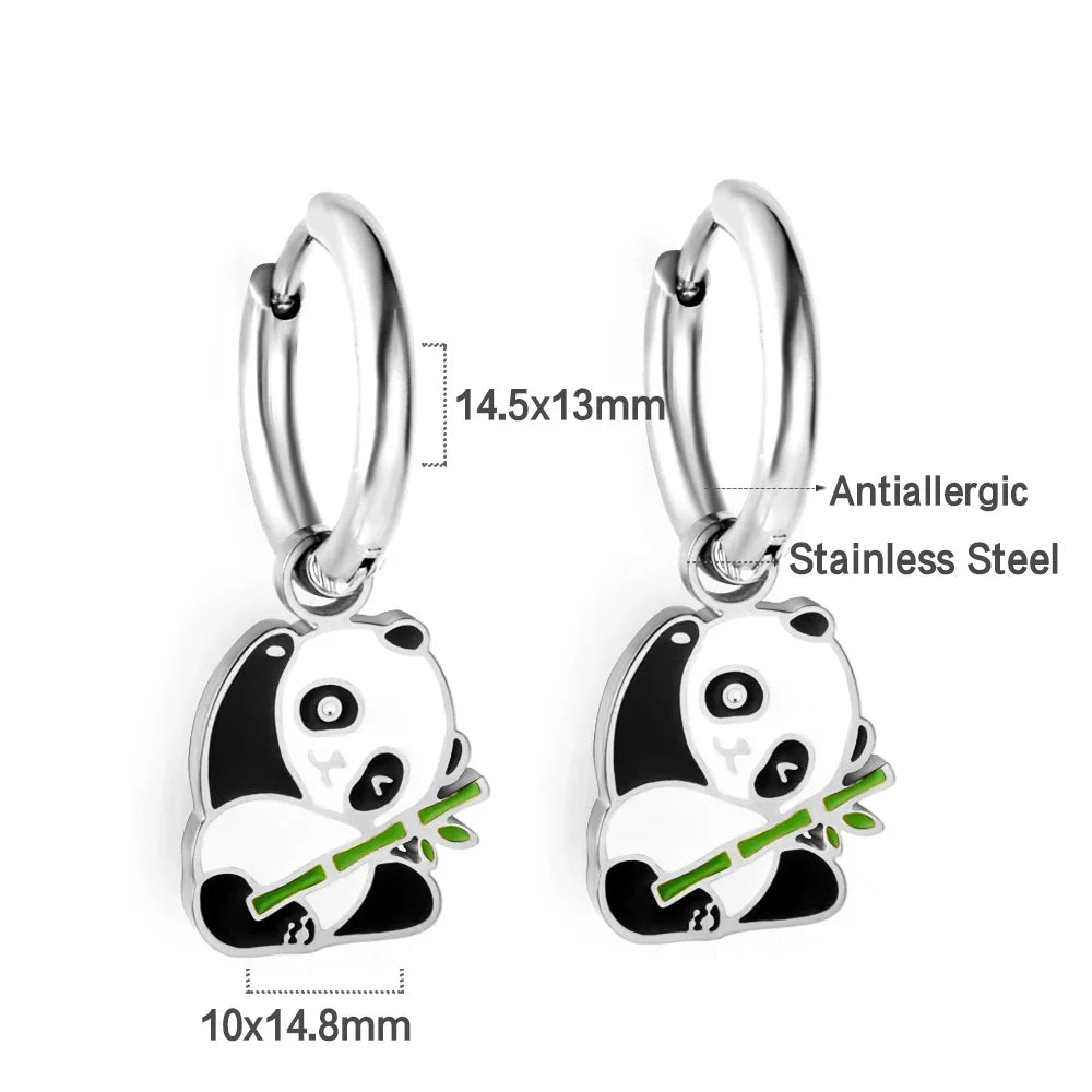 LUXUSTEEL Animal Hoop Earrings | Stainless Steel Drop Earrings for Women